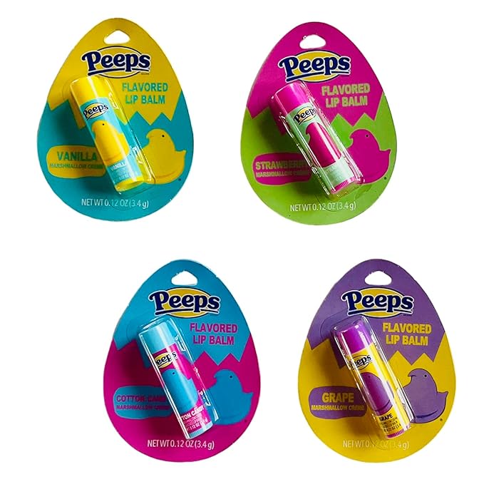 Peeps Lip Balm Set of 4 Scented Marshmallow Cream Flavors-VivaGrace Women