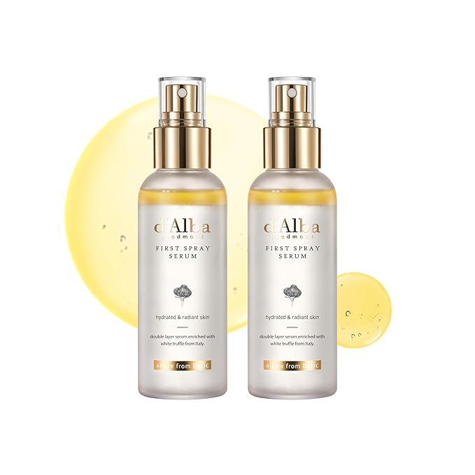 [2 Bottles] d'Alba Italian White Truffle First Spray Serum, Vegan Skin Care, Hydrating Face Moisturizer, Glow Serum for Radiant Skin, Non Comedogenic, All In One Mist (6.76 oz.)-VivaGrace Women