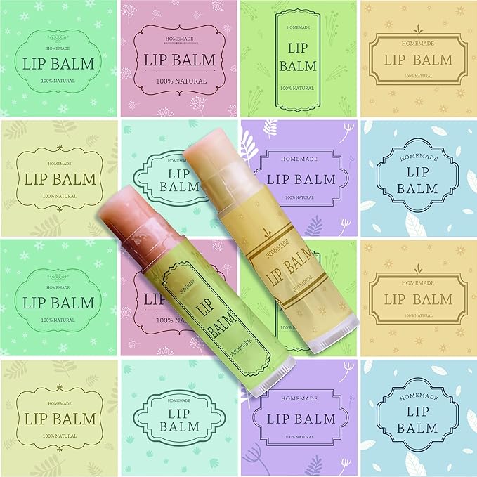 CRASPIRE Lip Balm Labels 80pcs Homemade Lip Balm Labels 2” Clear Lip Balm Labels for Tubes Printable Waterproof Lip Balm Stickers Labels for Lip Balm Handcream Candle Container（British Style-Color）-VivaGrace Women