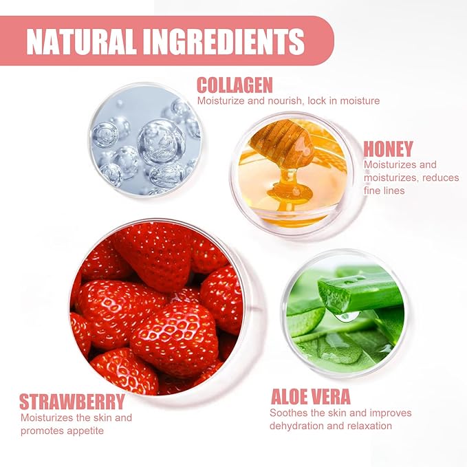 4 PCS Bee Lip Balm Honey Pot,Strawberry&Honey&Watermelon&Apple Lime Lip Sleeping Mask,Hydrating Prevention Dry and Cracked Lip Scrubs Exfoliator Lip Care,Moisturizing Lip Mask Overnight-VivaGrace Women