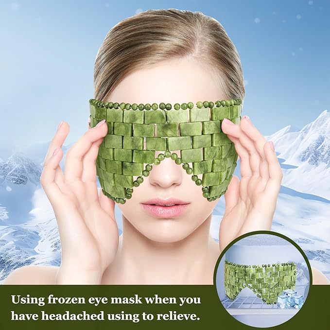 Jade Eye Mask Natural Green Jade Facial Maks for Relive Eliminate Puffiness-VivaGrace Women