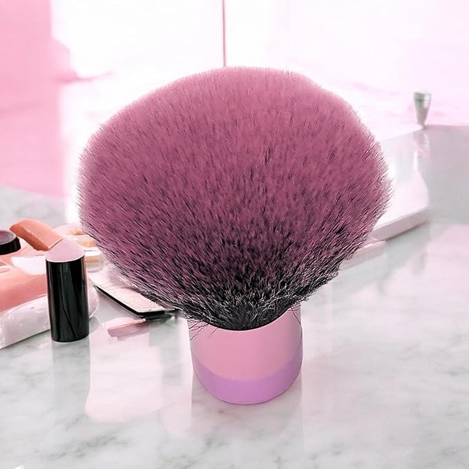 Luxurious and Large Soft Fluffy Powder Brush, Use as a Spray Tan Finishing Tool, Multipurpose Face and Body Barber and Beauty Tool, Large Kabuki Brush by BevyGold (Pink)-VivaGrace Women