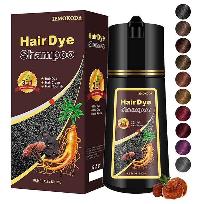 Hair Dye Shampoo, Gray Hair Coverage Dye Shampoo, Hair Color Shampoo for All Hair Types, Champu Para Canas, Suitable for Home and Salon (Black)-VivaGrace Women