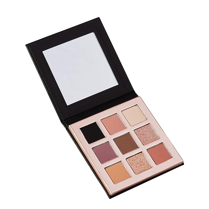 Pippa Of London Camden Make Up Palette 353 with 9 Luxury Matte, Shimmer and Glitter Eyeshadows in Rose Gold case with Mirror-VivaGrace Women