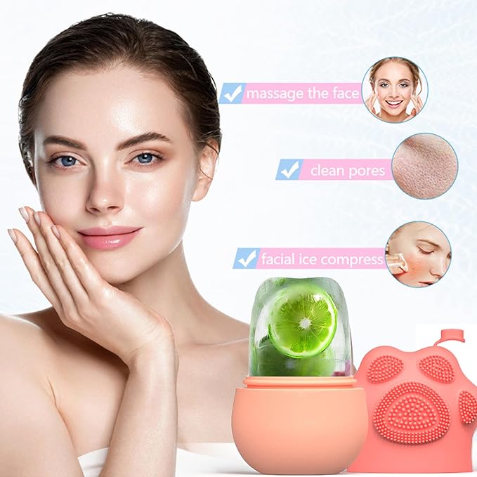 Ice Face Roller, Joyeee Silicone Ice Roller For Face and Eyes Puffiness Relief Reusable Face Ice Cubes Migraine Pain Relief Facial Ice Mold Skincare Tools Gifts for Women Beauty-VivaGrace Women