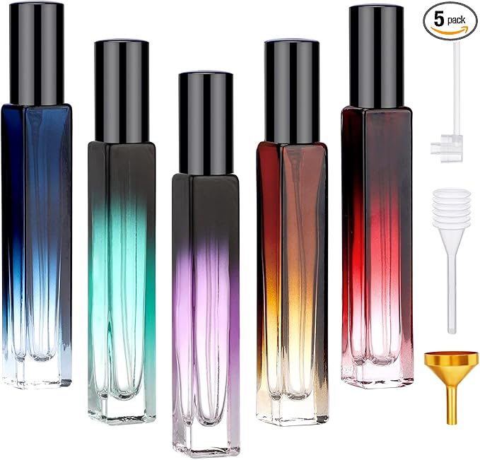 Segbeauty 0.34oz Empty Perfume Bottle, 5 Pack Glass Spray Bottles Travel Perfume Atomizer Sprayer Refillable Atomizer, Travel Size Spray Bottle, 10ml Portable Cologne Dispenser with Refill Tool Kit-VivaGrace Women