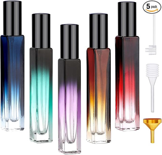 Segbeauty 0.34oz Empty Perfume Bottle, 5 Pack Glass Spray Bottles Travel Perfume Atomizer Sprayer Refillable Atomizer, Travel Size Spray Bottle, 10ml Portable Cologne Dispenser with Refill Tool Kit-VivaGrace Women