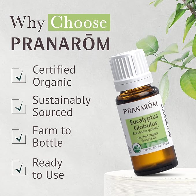 Pranarom USDA Certified Organic Eucalyptus Globulus Essential Oil (15ml), 100% Pure Undiluted Therapeutic Grade from Portugal for Aromatherapy, Diffuser, Topical Care, Relaxation-VivaGrace Women