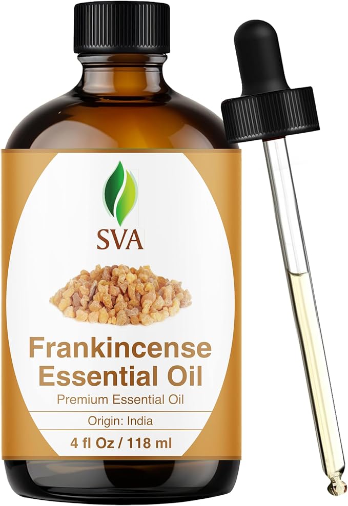 SVA Frankincense Essential Oil – 4 Fl Oz – 100% Natural Boswellia Serrata Oil - for Diffuser, Hair Care, Face, Skin Care, Aromatherapy, Scalp and Body Massage, Soap and Candle Making – with Dropper-VivaGrace Women