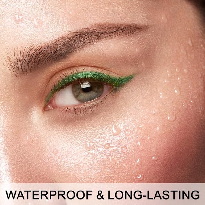 evpct 1Pcs Green Color Gel Glitter Eyeliner Pencils Set for Women Waterline Waterproof Smudge Proof lapiz de ojos delineador de ojos contra el agua Eye Liner Makeup,08# Green