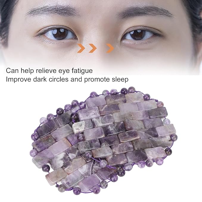 Jade Eye Mask, Amethyst Eye Pack Wrinkle Puff Elimination Dark Circles Fading Quartz Stone Eye Patch Jadestone Eye Massager Relieve Eye Fatigue-VivaGrace Women