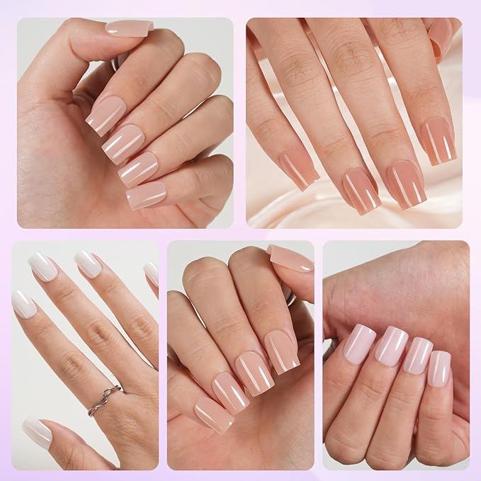XS Short Square Press On Nails, 5 Colors Pre-Lasting Soft Gel Nails Tips, 150Pcs Natural Fake Nails for Nail Art DIY 15 Sizes