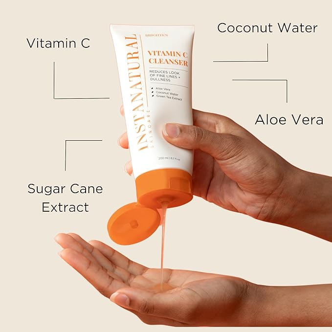 InstaNatural Vitamin C Cleanser and Moisturizer Kit, Brightens, Reduces the Look of Fine Lines and Uneven Texture, with Aloe Vera and Botanical Extracts-VivaGrace Women