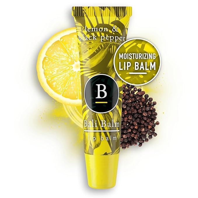Moisturizing Lip Balm 0.50 Oz - Lemon & Black Pepper Flavour - Natural Lip Balm - Vegan and Beeswax-Free Formula - Hydrating Flavored Lip Balm - Shea Butter Enriched Formula-VivaGrace Women