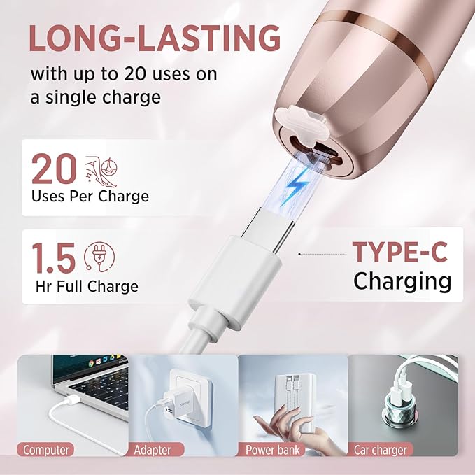 Electric Razor for Women Body: Rechargeable Painless Electric Shaver for Bikini Face Body Legs Underarms - 3-in-1 Blade and Rotary Shaving Head (Rose Gold)-VivaGrace Women