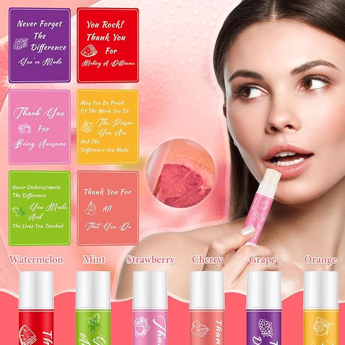 24 Pcs Lip Balm Gifts Bulk Thank You Gifts Employee Appreciation Gifts for Coworkers Moisturizer Assorted Flavors Natural Ingredients Dry Chapped Lip Care Gift for Women Men Teen-VivaGrace Women