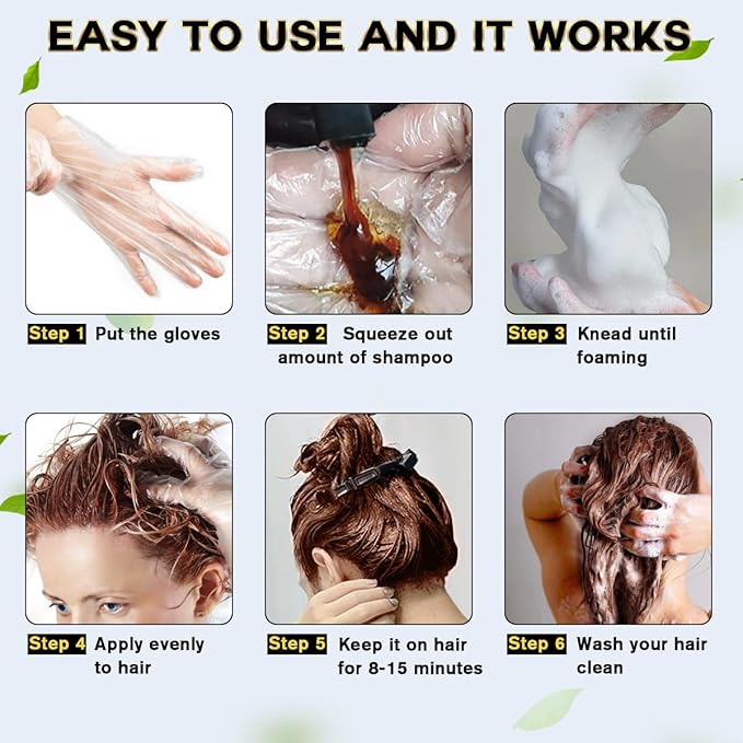 Dark Brown Hair Dye Shampoo 3 in 1 for Gray Coverage for Women Instant Natural Hair Color Shampoo Semi Permanent 500ML - Champu Para Canas Mujer-VivaGrace Women