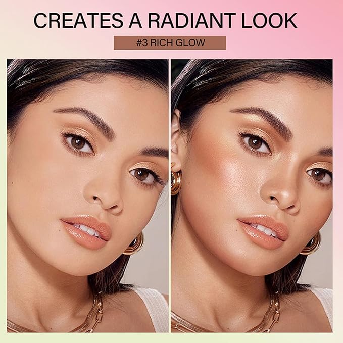 On-The-Go Bronzer Stick,Multi-Use Cream Contour Stick,Natural Long Lasting Face Bronzer,Smooth Highlighter Contour Stick,Bronze Contour Makeup Facial Shaping,02 Soft Glow-VivaGrace Women