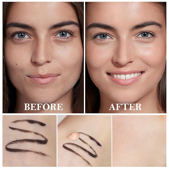 2pcs Liquid Concealer Set with Brush,Full Cover,Concealer Wand with Matte Finish,Corrects，Covers，Long Wear Up to 24hr-VivaGrace Women