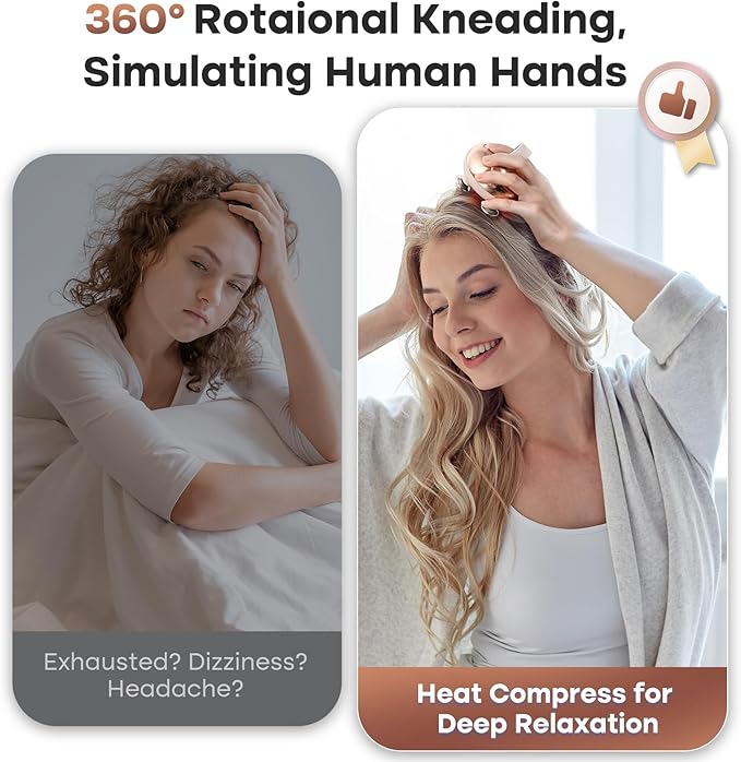 arboleaf Heated Scalp Massager Head Massager Scalp Stress Relax Hair Massager with Heat Cordless Kneading Massage Cat Massager, Gift for Mom Dad-VivaGrace Women