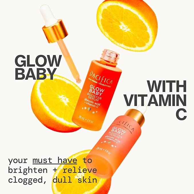 Pacifica Vitamin C Face Serum - Glow Baby Booster Facial Serum - Glycolic Acid Serum For Face - Dark Spot Corrector Anti Aging Brightening - Dermatologist Tested, Fragrance Free, Clean Skin Care Vegan-VivaGrace Women