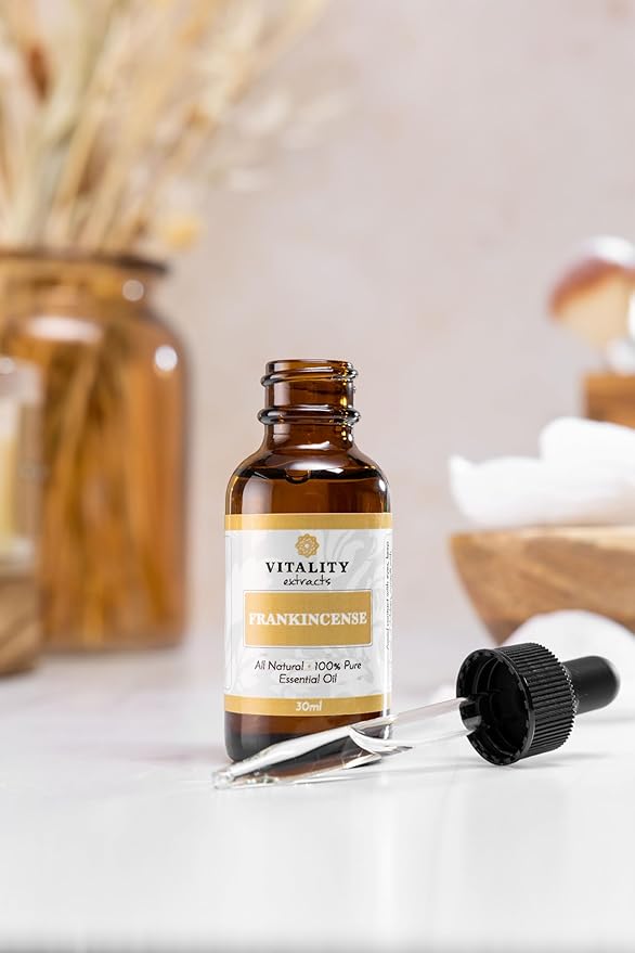 Vitality Extracts Frankincense Essential Oil - 30ml, Boswellia Serrata, Aromatherapy, Skin Care, Natural Calm, Stress Relief, Yoga, Comfort-VivaGrace Women