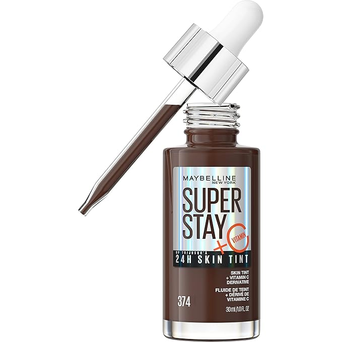 Maybelline Super Stay Up to 24HR Skin Tint, Radiant Light-to-Medium Coverage Foundation, Makeup Infused With Vitamin C, 374, 1 Count-VivaGrace Women