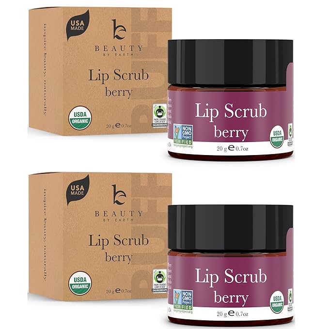 Organic Lip Scrub Berry - Lip Scrubs Exfoliator & Moisturizer, Lip Exfoliator Scrub, Sugar Lip Scrubs, Lip Sugar Scrub, Lip Care Products for Chapped Lips, Lip Scrubber, Lip Moisturizer for Dry Lips-VivaGrace Women