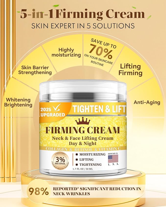 3% Retinol Cream Face Moisturizer, Anti Aging Neck Firming Cream with Collagen, Day & Night Face Cream with Hyaluronic Acid, Lifting & Tightening Wrinkle for Women & Men (1.51 Fl Oz (Pack of 1))-VivaGrace Women