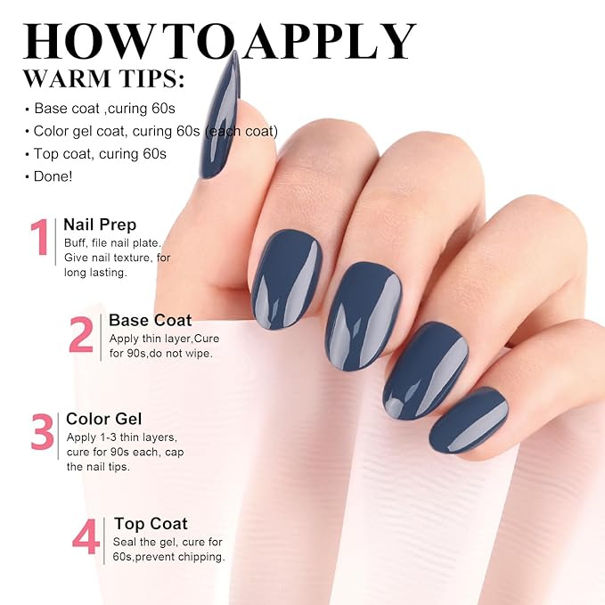 Imtiti Gray Blue Gel Nail Polish, 1 Pcs 15ml Christina Aegean Blue Color Gel Polish Soak Off Nail Art Manicure Salon DIY Nail Lamp Gel Nail Design Decoration at Home Gift for Women