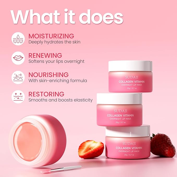 Lip Mask, Collagen Hydrating Lip Balm, Overnight Moisture Lip Butter with Hyaluronic Acid & Aloe Vera, Sleeping Nourishing Lip Butter Balm-VivaGrace Women