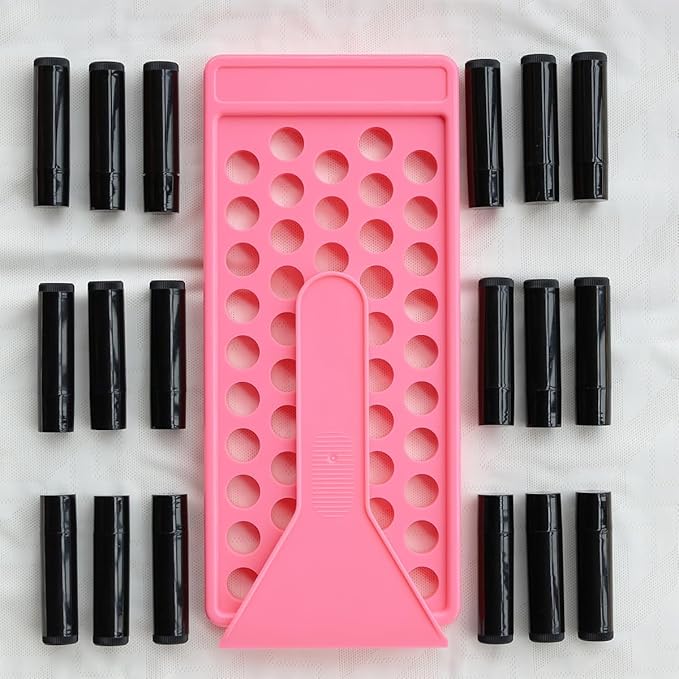 50 Lip Balm Container Kit with Filling Tray and Spatula, Round Tube Refillable Empty Tube 3 Colors, 0.15 oz, BPA Free, for DIY Homemade Lipstick Lipstick (50 black kits,)-VivaGrace Women