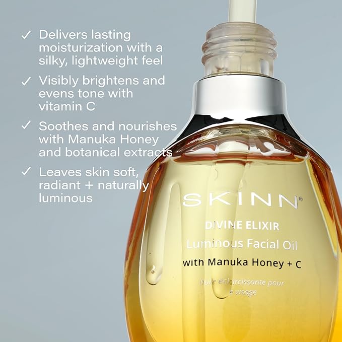 SKINN Luminous Facial Oil - Face Oil to Visibly Brighten, Firm, and Hydrate - Hydrating Oil for Anti-Aging and Dry Skin to Reduce Fine Lines, and Wrinkles - Vitamin C and Manuka Honey-VivaGrace Women