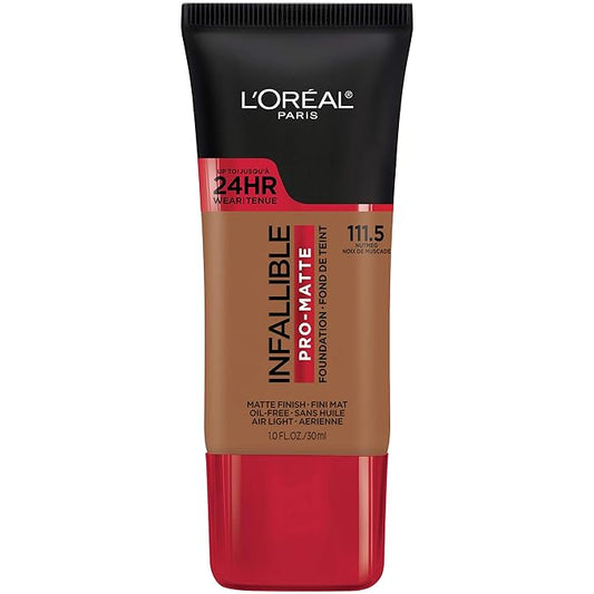 L'Oreal Paris Cosmetics Makeup Infallible Pro-Matte Liquid Longwear Foundation, Nutmeg, 1 fl oz-VivaGrace Women