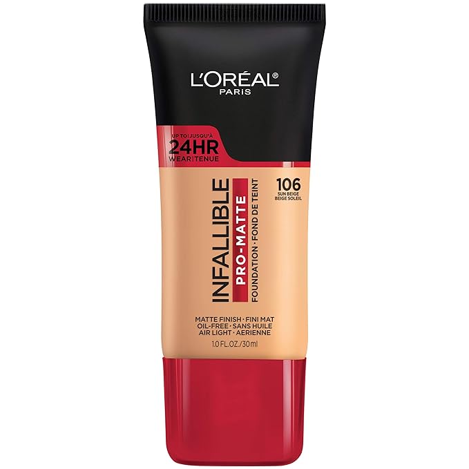 L'Oreal Paris Cosmetics Makeup Infallible Pro-Matte Liquid Longwear Foundation, Sun Beige, 1 fl oz-VivaGrace Women