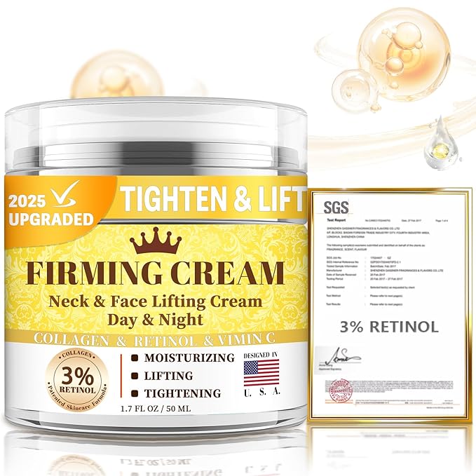 3% Retinol Cream Face Moisturizer, Anti Aging Neck Firming Cream with Collagen, Day & Night Face Cream with Hyaluronic Acid, Lifting & Tightening Wrinkle for Women & Men (1.51 Fl Oz (Pack of 1))-VivaGrace Women