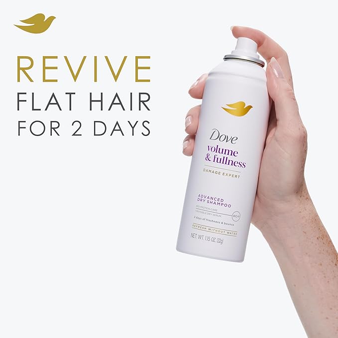 Dove Advanced Dry Shampoo Volume & Fullness Refresh & Revive Flat Hair Without Water for 2 Days of Freshness & Bounce 1.15 oz-VivaGrace Women