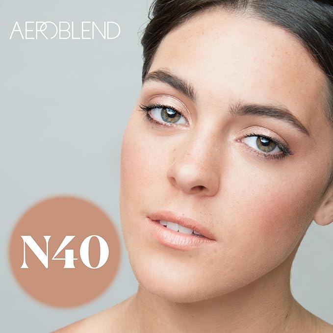 AEROBLEND Airbrush Foundation Makeup (N40) Professional, Water-Based, Buildable, Long-wearing, For all skin types, 1 oz-VivaGrace Women