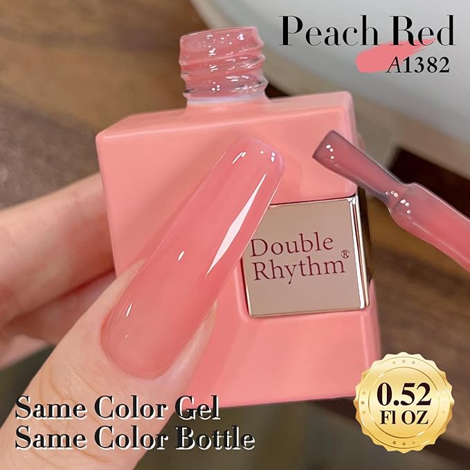 Double Rhythm 0.5Oz Translucent Gel Polish Sheer Neutral Natural Light Milky Same Color Same Bottle 15ML Jelly Gel Polish Art DIY at Home (Pink Rose-A1382)-VivaGrace Women