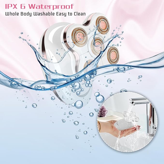 Electric Razors for Women: Rechargeable Shaver with Detachable Head - 5D Wet and Dry Lady Hair Remover for Legs and Hand (Gold)-VivaGrace Women