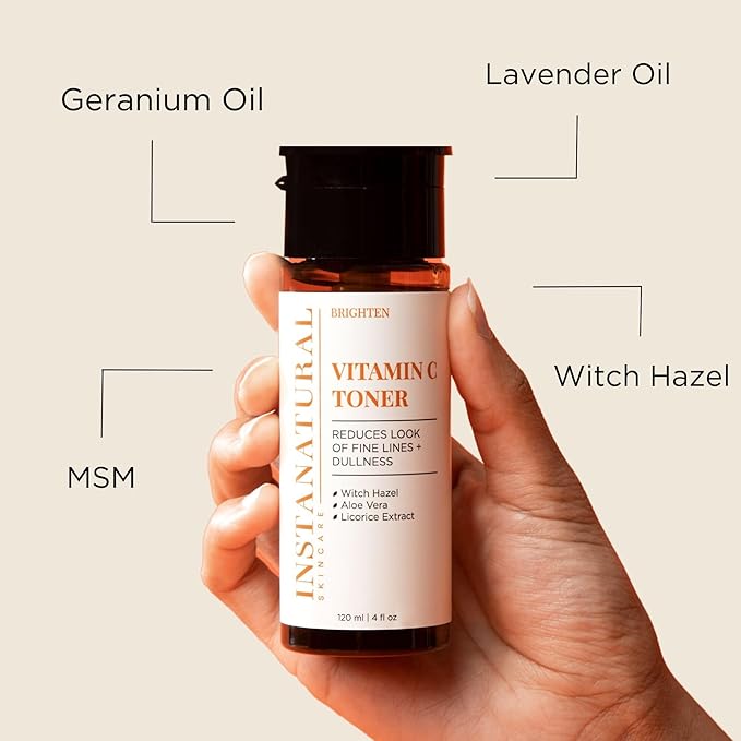 InstaNatural Skin Care Set, Vitamin C Face Wash, Toner, Serum and Moisturizer , Hydrating, Anti Aging and Brightening-VivaGrace Women