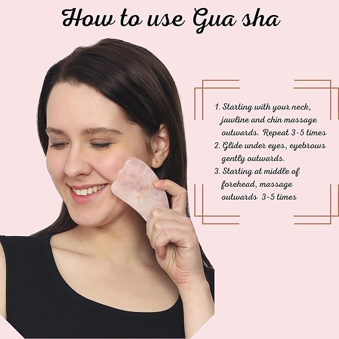 Rose Quartz Roller and Gua sha Set | Reduces Wrinkles, Fine lines and Dark Circles | Pink Jade Roller | Anti-aging Massager for Skin Toning and Tightening for Face, Eyes, Neck-VivaGrace Women