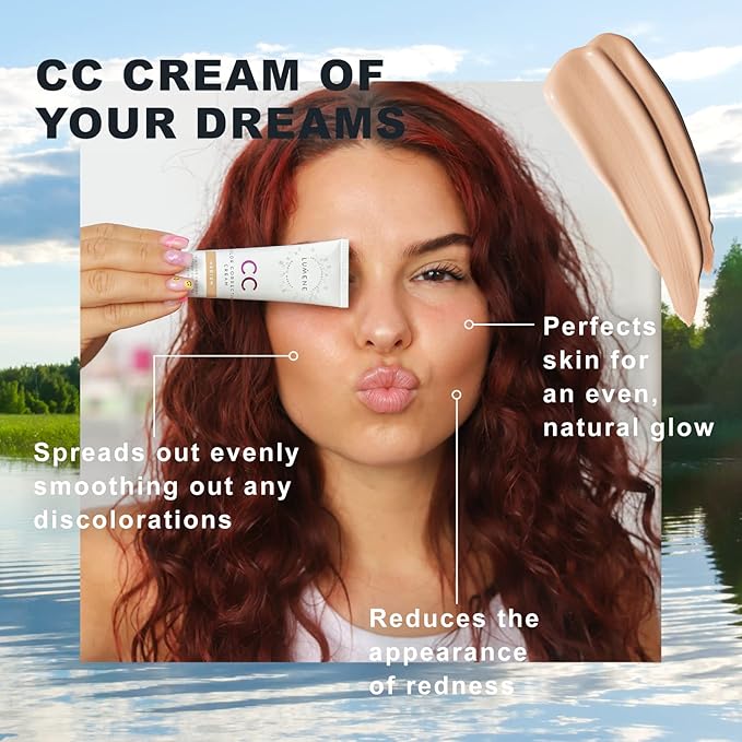 Lumene Color Correcting CC Cream - Lightweight Foundation with Medium Coverage - Redness Reducing Face Makeup for a Glowing Complexion - Vegan Formula + Suitable for All Skin Types - Medium (1 fl oz)-VivaGrace Women