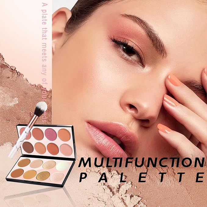 16 Colors Blush Contour Highlighter Makeup Palette with Brush, Matte Mineral Face Blush Powder for Cheek, Bright Shimmer Illuminator Bronzer Professional Facial Beauty Makeup Blushes Set-VivaGrace Women