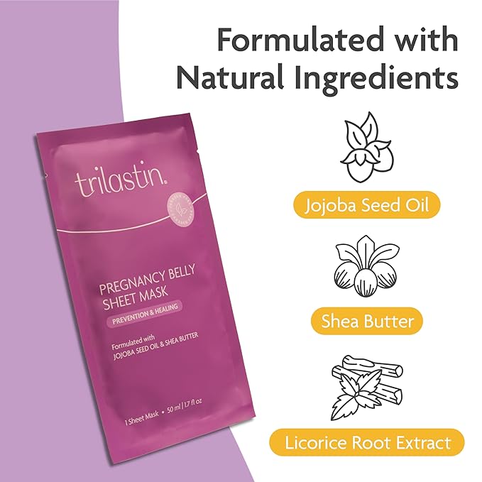 TriLASTIN Belly Masks - Belly Masks for Pregnant Women - Hydrating & Soothing for Itchy Skin - Reduces Stretch Marks - Safe for Sensitive Skin - Paraben & Phthalate-Free - Made in USA - 1 Pack-VivaGrace Women