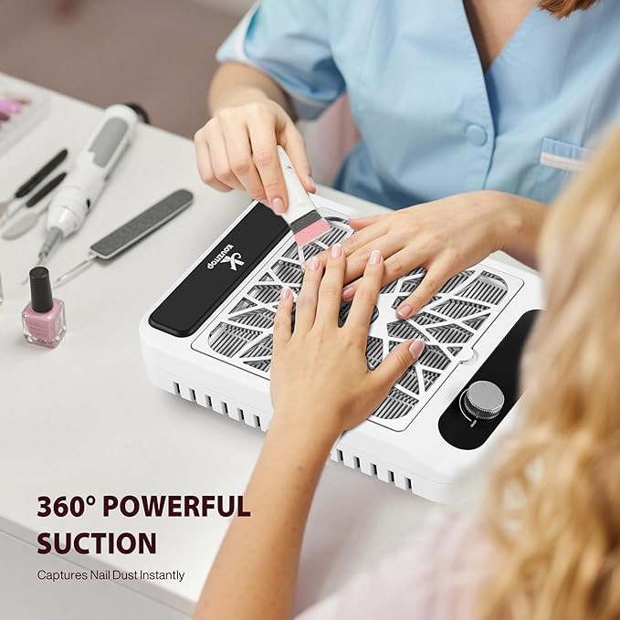 Nail Dust Collector for Nail Techs,Compact & Quiet Vacuum Fan Dust Collector with Reusable Filter, Powerful Dust Suction Machine,Nail Tech Must Haves for Gel Polish,Pedicures,Salon & Home Use-VivaGrace Women