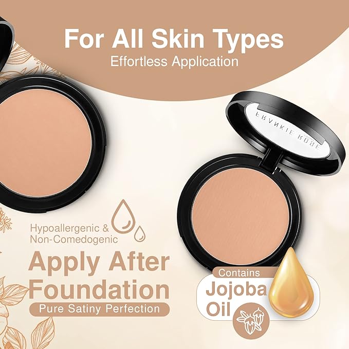 Frankie Rose Cosmetics Powder Foundation – Full Coverage Face Powder For Pores & Imperfections, Evens Out Skin Tone & Shine-Control | 58 Grams (Buff)-VivaGrace Women