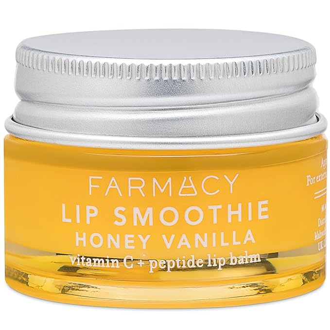 Farmacy Peptide Lip Balm - Lip Smoothie Hydrating Lip Balm with Vitamin C to Visibly Plump + Smooth Lip Lines - Nourishing Lip Treatment with a High-Gloss Finish - Honey Vanilla (10g)-VivaGrace Women
