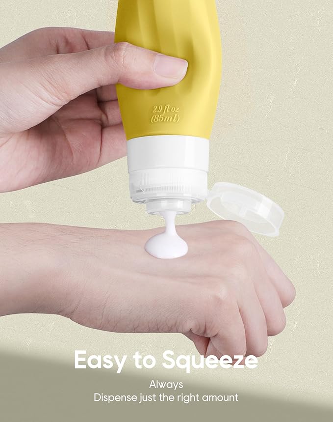 Morfone 16 Pack Silicone Travel Bottles Set for Toiletries TSA Approved Travel Containers Leakproof Squeezable Refillable Accessories 2oz 3oz for Shampoo Conditioner Lotion Liquids (Yellow Blue)-VivaGrace Women