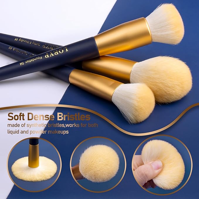 LORYP Makeup Brushes Set Labeled 18 Piece Face and Eye Brush Set Ultra soft hair Foundation, Concealer, Blush, Contour, Blending, Eyeshadow Blue Brush kit-VivaGrace Women
